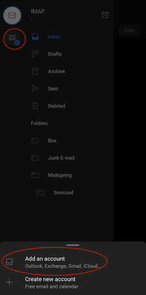 The add account icon will be below you list of active accounts.