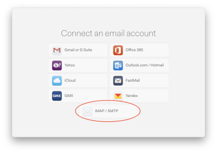 The IMAP/SMTP button will be the last option on your screen.